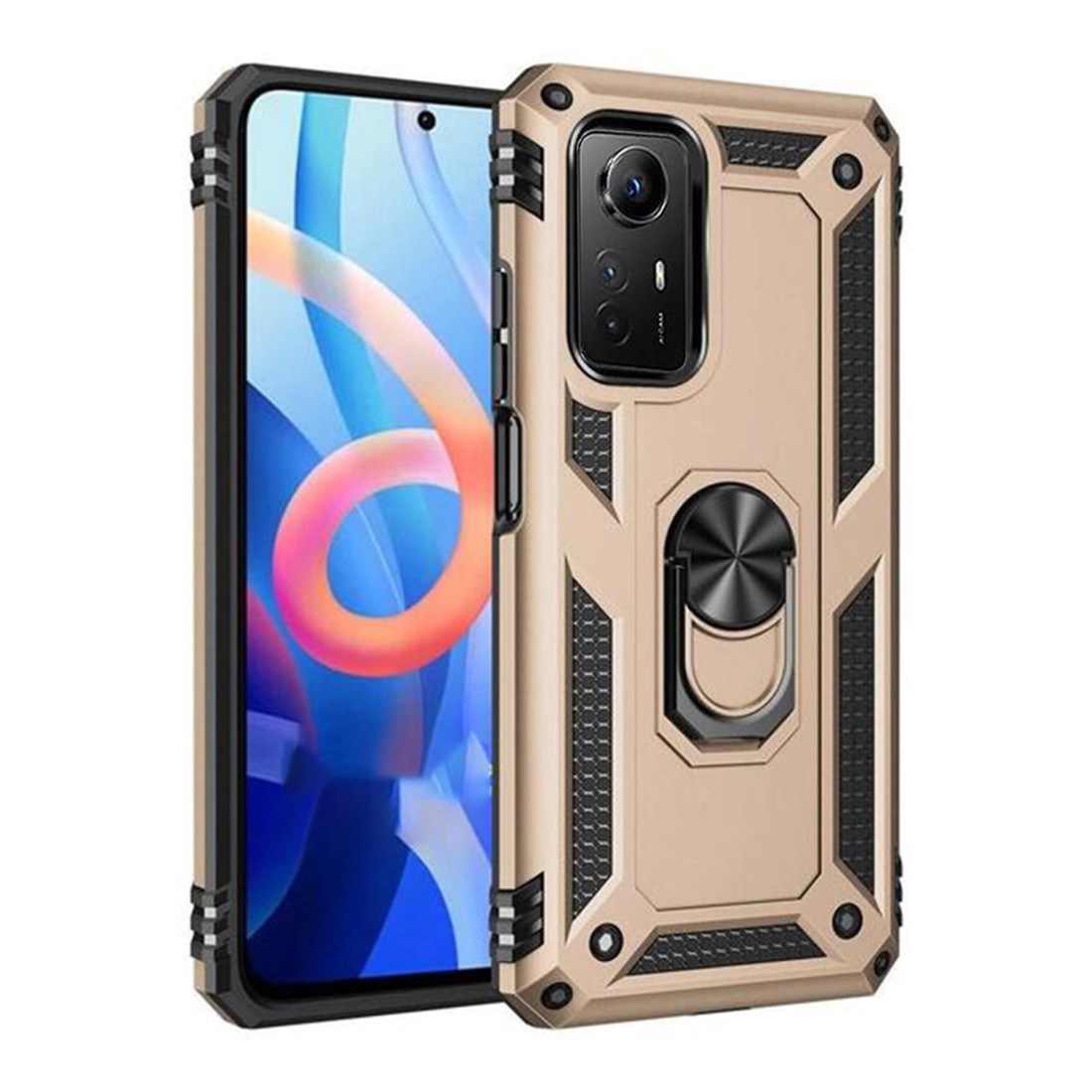  Xiaomi Redmi Note 12S Kılıf Sofya Yüzüklü Silikon Kapak - Gold