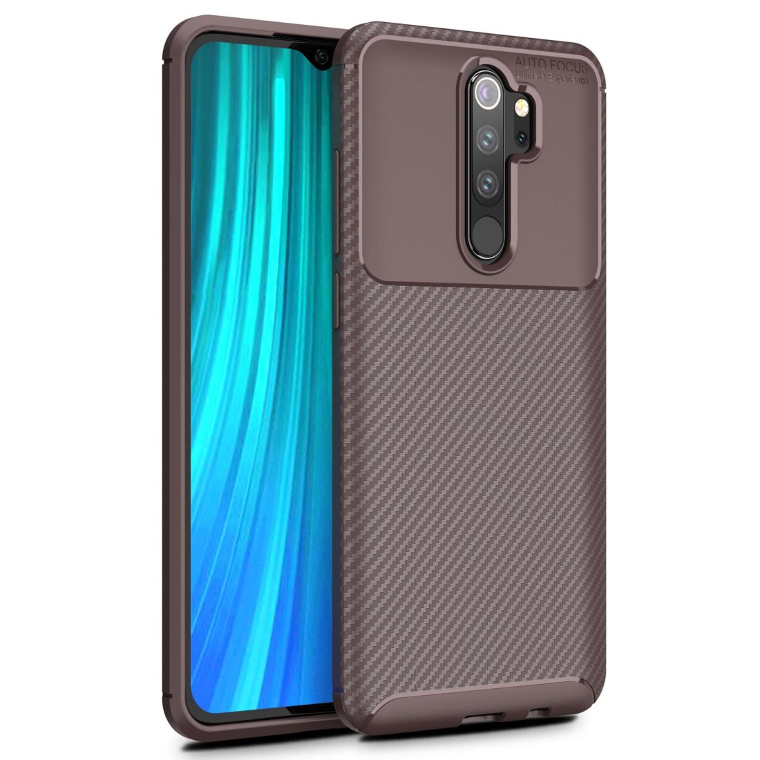  Xiaomi Redmi Note 8 Pro Kılıf Auto Focus Karbon Kapak - Kahverengi