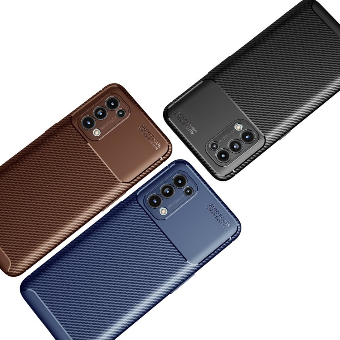  Oppo Reno 5 Kılıf Auto Focus Karbon Kapak - Kahverengi
