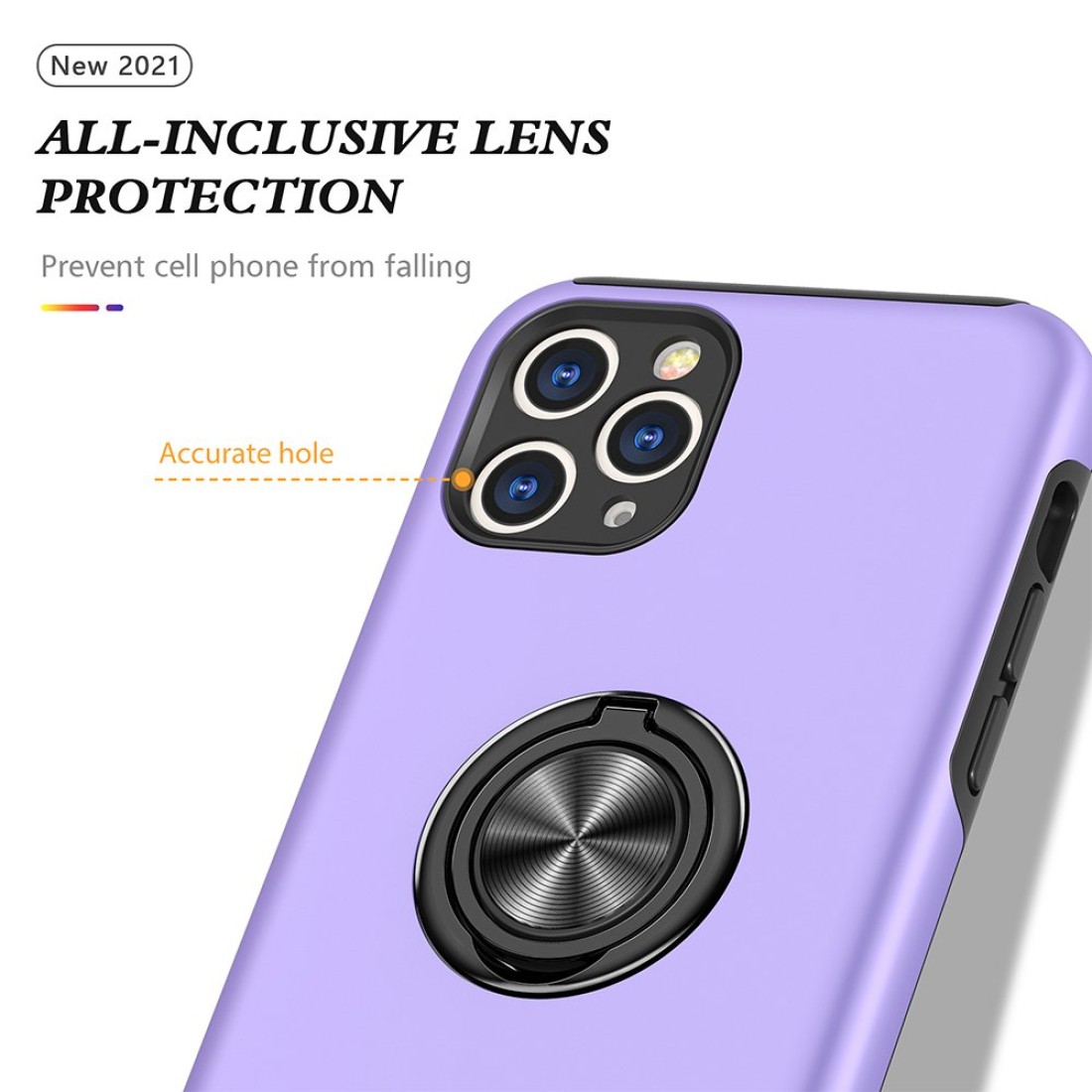  iPhone 11 Pro Kılıf Elit Yüzüklü Kapak - Mor