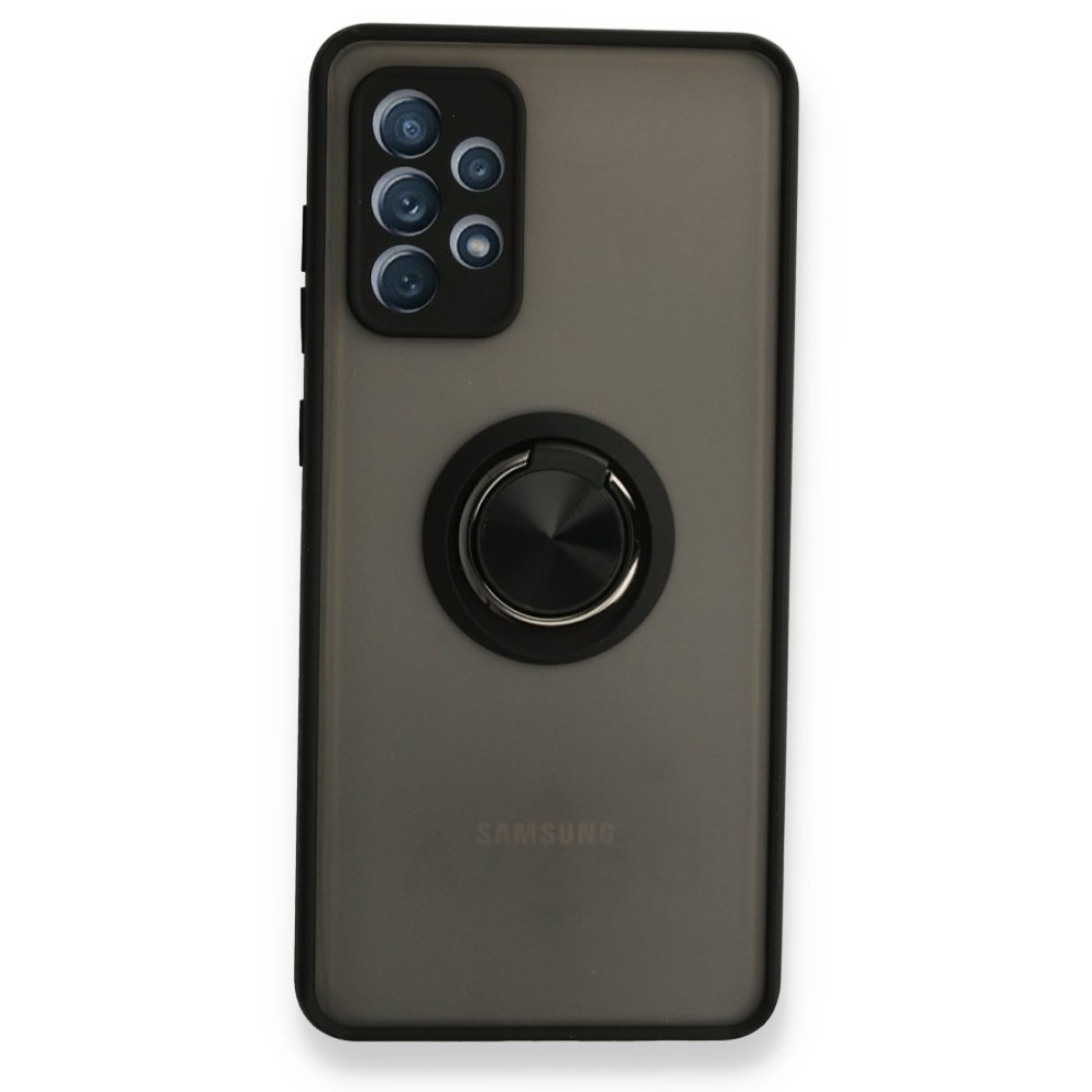  Samsung Galaxy A52S Kılıf Montreal Yüzüklü Silikon Kapak - Siyah