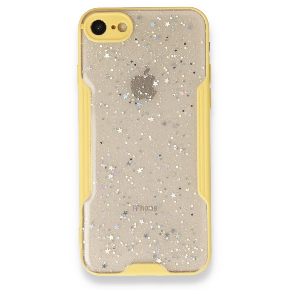  iPhone SE 2020 Kılıf Platin Simli Silikon - Sarı