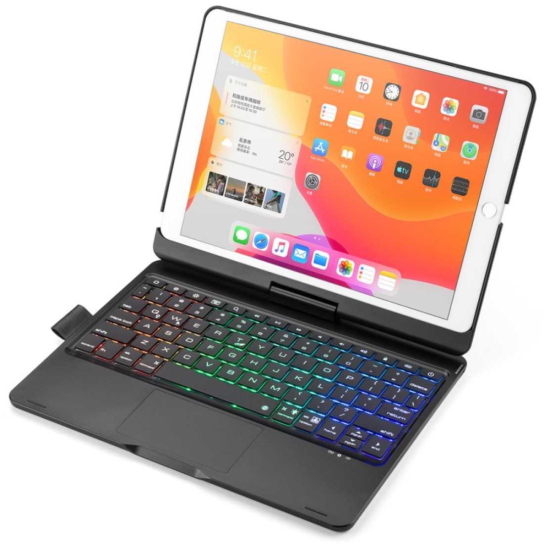  iPad 10.2 (7.nesil) Kılıf Magic Dönen Klavyeli Tablet Kılıf - Siyah