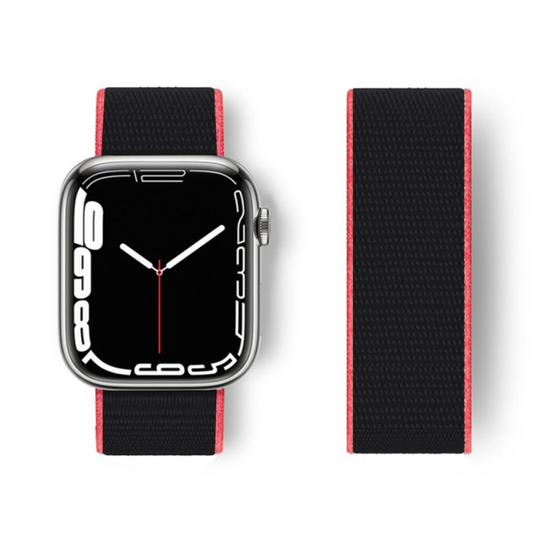  Apple Watch 38mm Hasırlı Cırtcırtlı Kordon - Pembe-Siyah