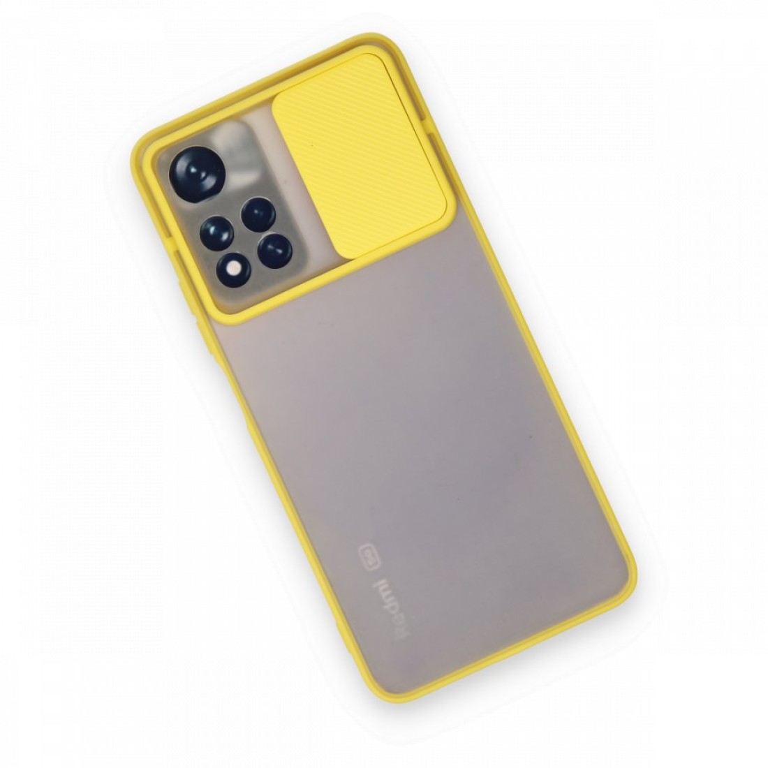  Xiaomi Redmi Note 11T Kılıf Palm Buzlu Kamera Sürgülü Silikon - Sarı
