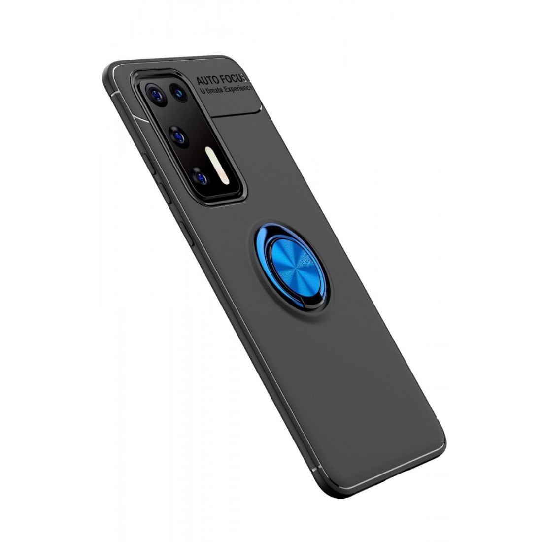 Huawei P40 Kılıf Range Yüzüklü Silikon - Siyah-Mavi Huawei P40 Kılıf Range Yüzüklü Silikon - Siyah-Mavi