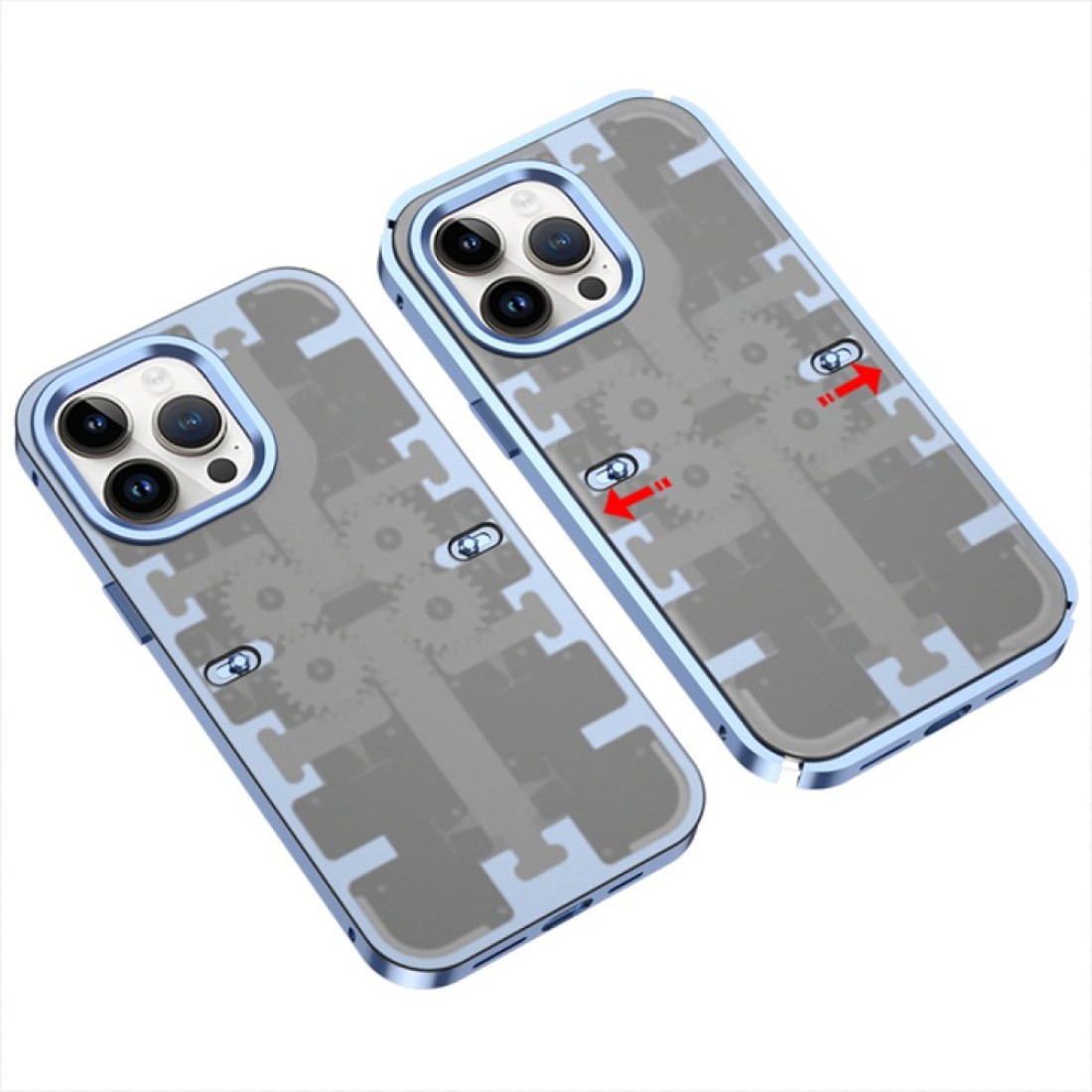  iPhone 13 Pro Max Kılıf Mekanik Bumper Kapak - Mavi