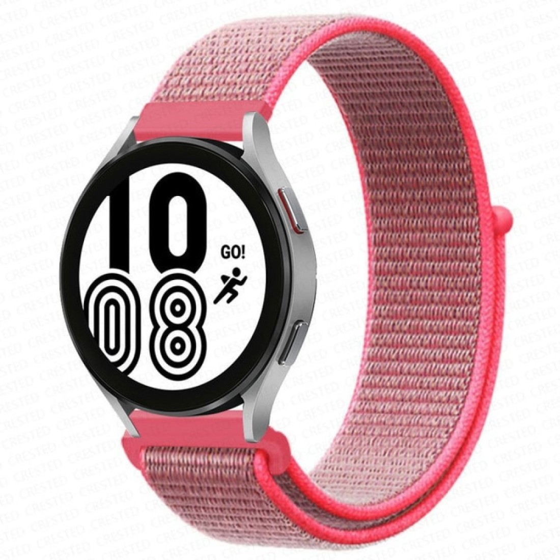  Samsung Galaxy Watch 4 Hasırlı Cırtcırtlı Kordon - Pembe