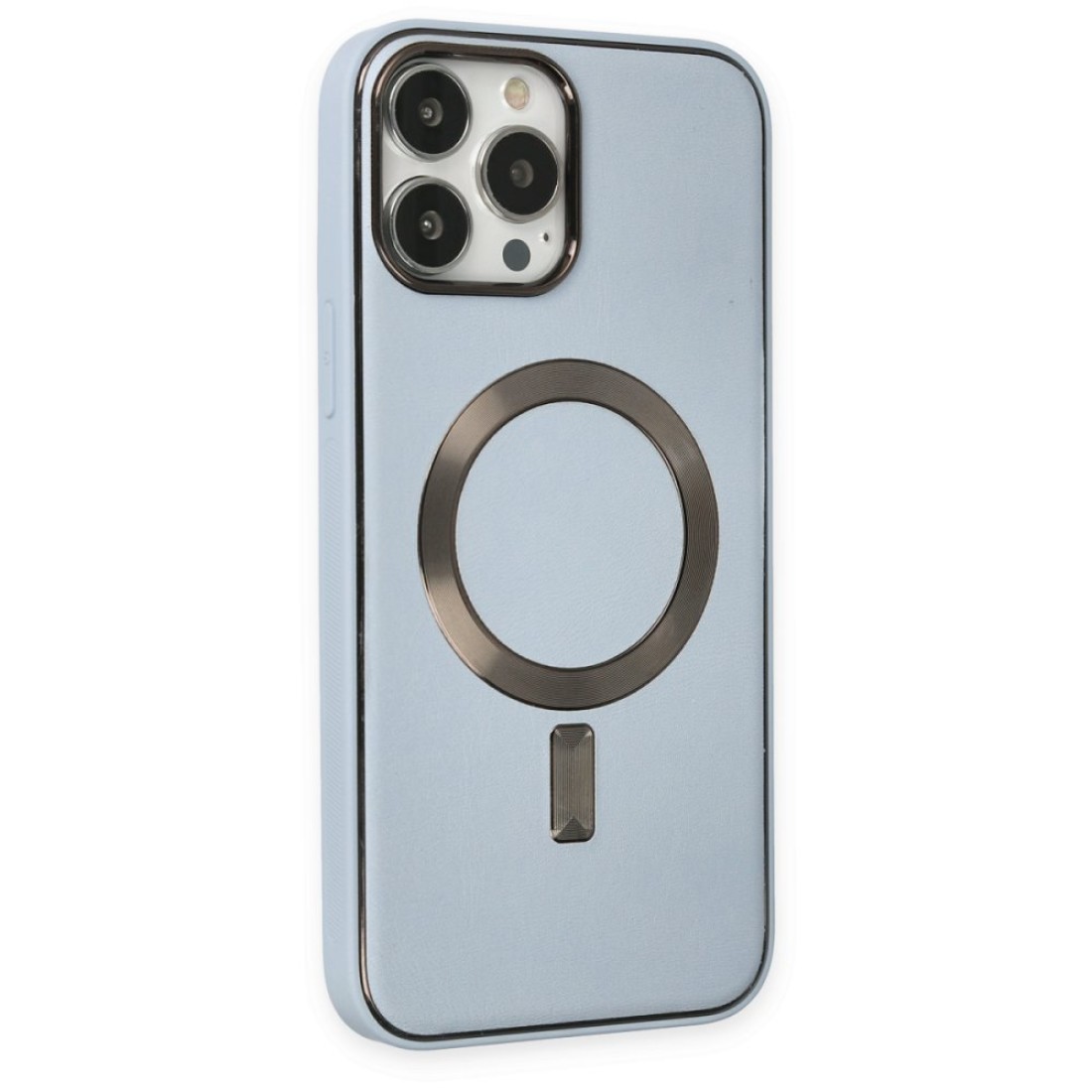  iPhone 13 Pro Max Kılıf Coco Deri Magneticsafe Silikon - Sierra Blue