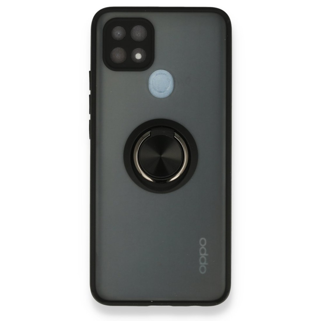  Oppo A15 Kılıf Montreal Yüzüklü Silikon Kapak - Siyah