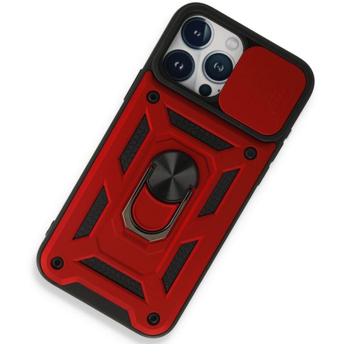 iPhone 15 Pro Max Kılıf Pars Lens Yüzüklü Silikon - Kırmızı iPhone 15 Pro Max Kılıf Pars Lens Yüzüklü Silikon - Kırmızı