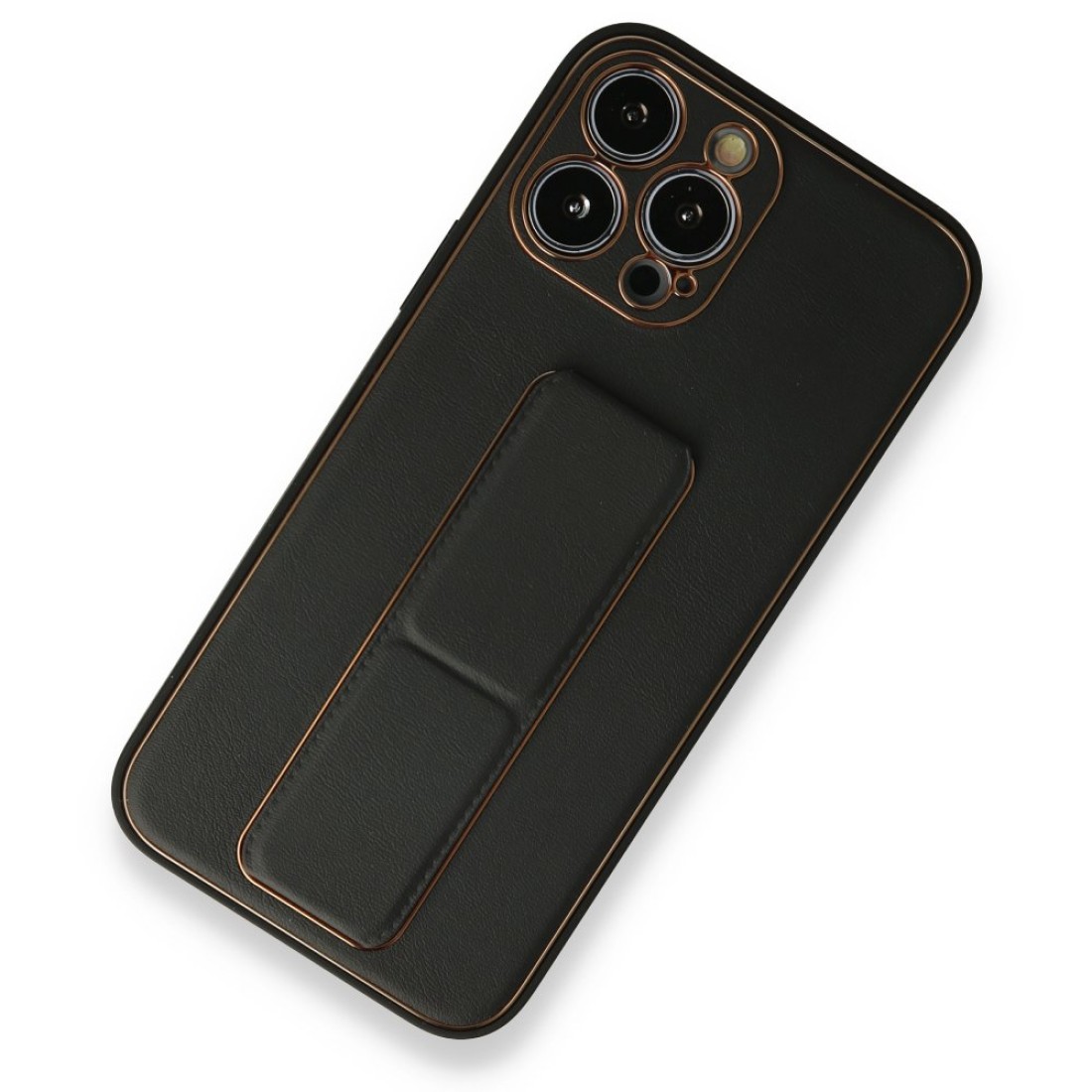  iPhone 13 Pro Max Kılıf Coco Deri Standlı Kapak - Siyah
