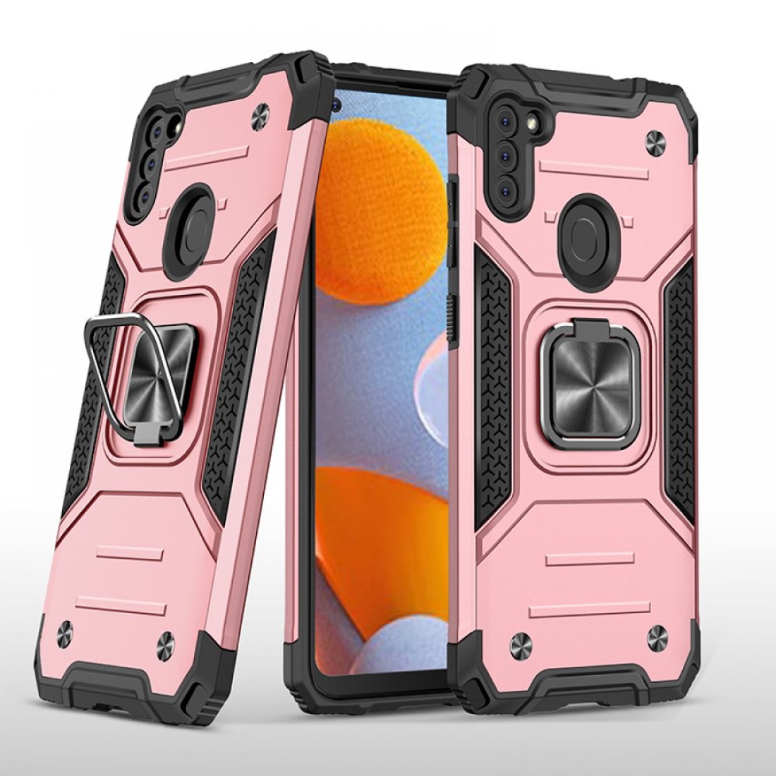  Samsung Galaxy M11 Kılıf Zegna Yüzüklü Silikon Kapak - Rose