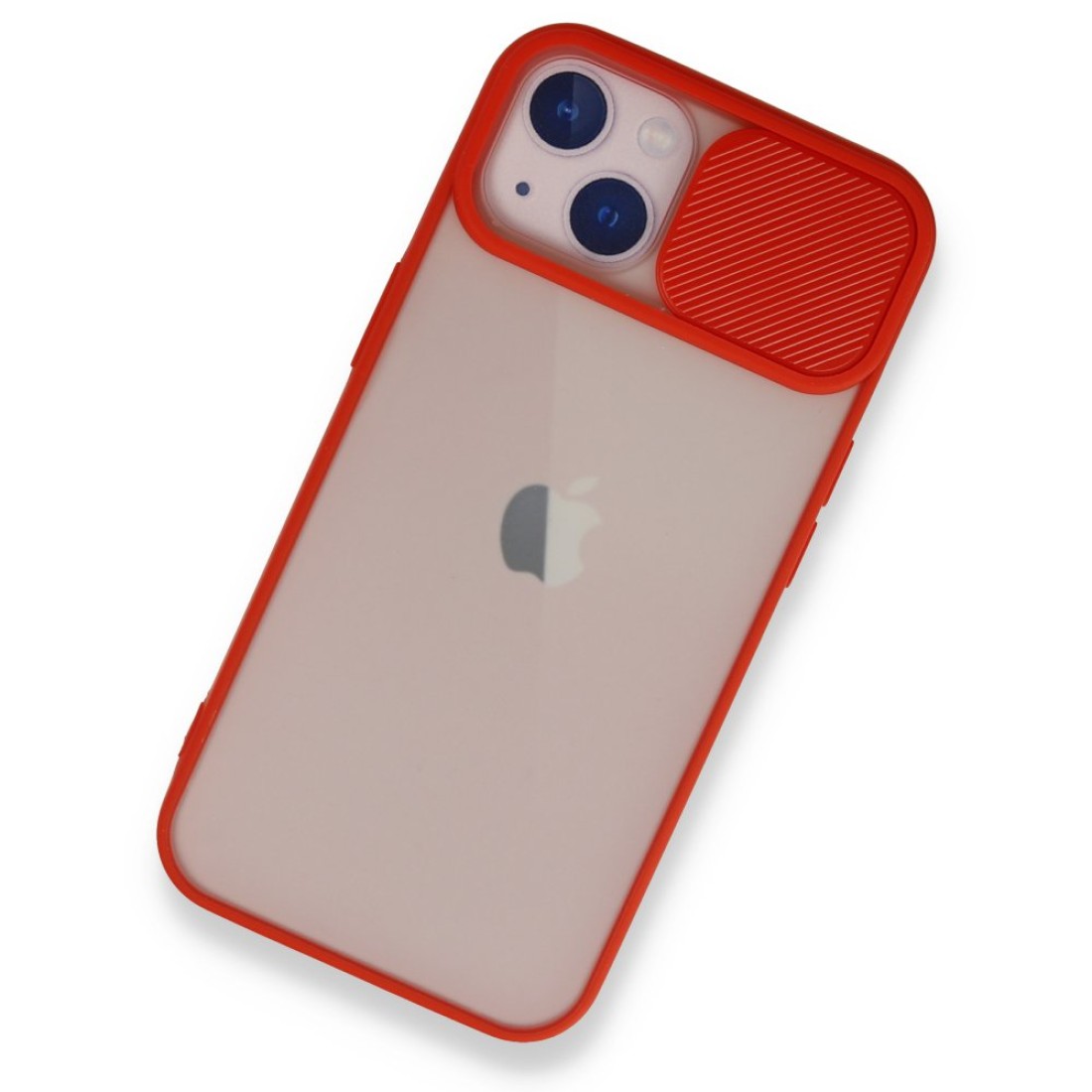  iPhone 13 Kılıf Palm Buzlu Kamera Sürgülü Silikon - Kırmızı