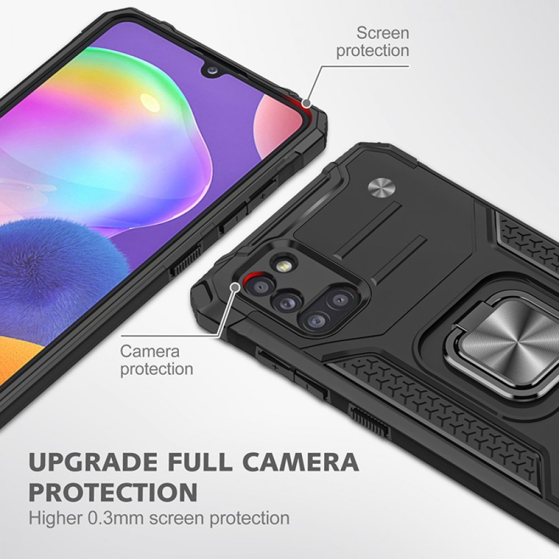  Samsung Galaxy A31 Kılıf Zegna Yüzüklü Silikon Kapak - Siyah