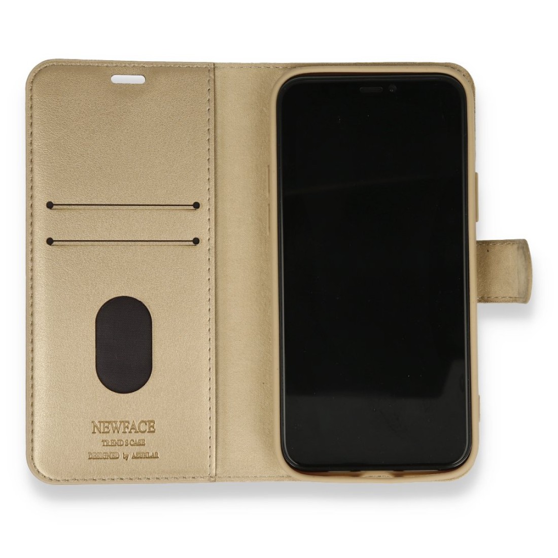  iPhone 12 Kılıf Trend S Plus Kapaklı Kılıf - Gold