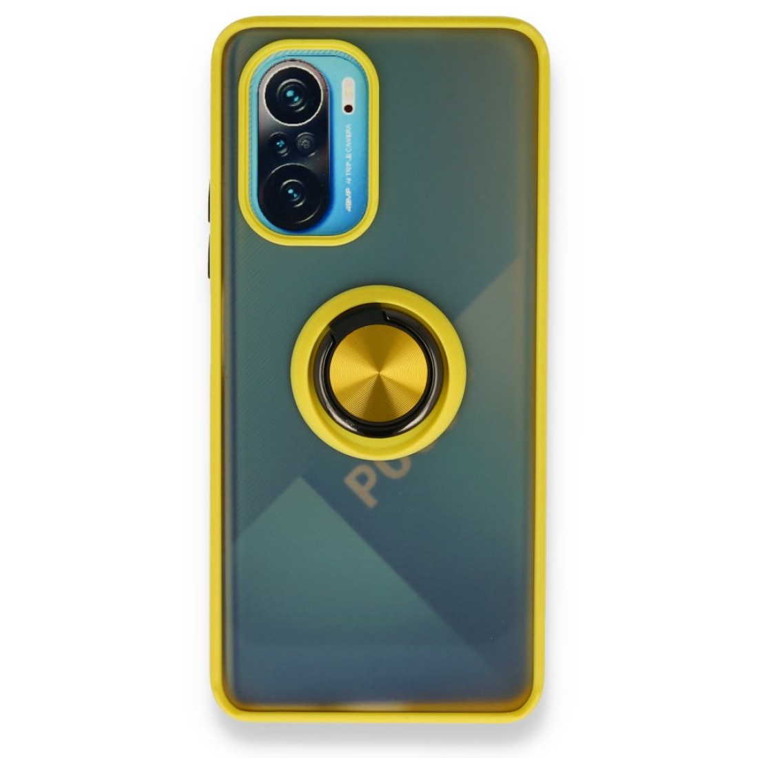  Xiaomi Redmi K40 Kılıf Montreal Yüzüklü Silikon Kapak - Sarı