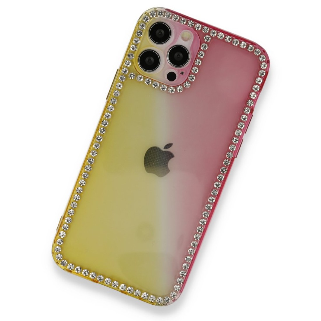  iPhone 12 Pro Kılıf İmaj Silikon - Sarı-Pembe