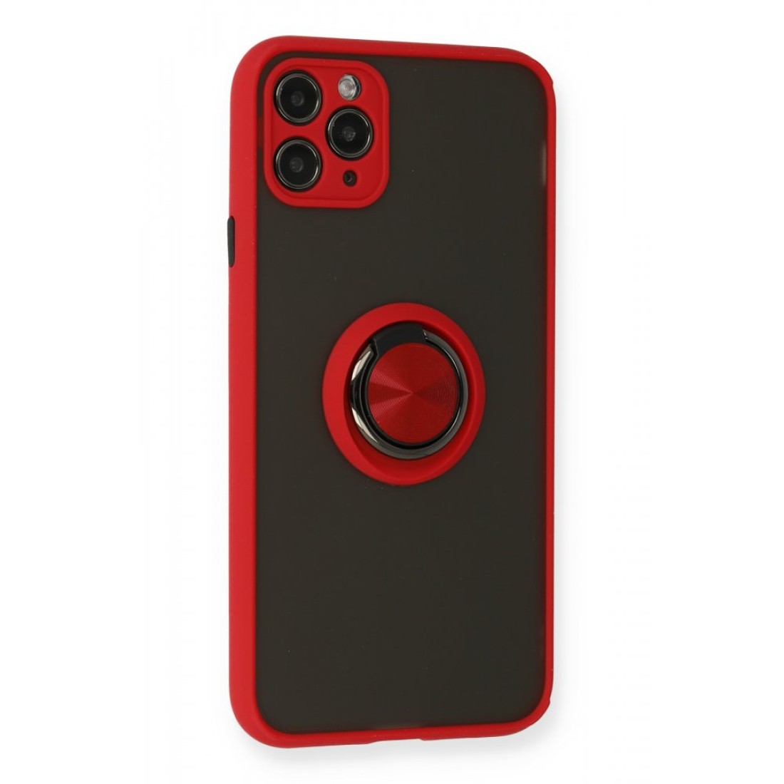  iPhone 11 Pro Kılıf Montreal Yüzüklü Silikon Kapak - Kırmızı