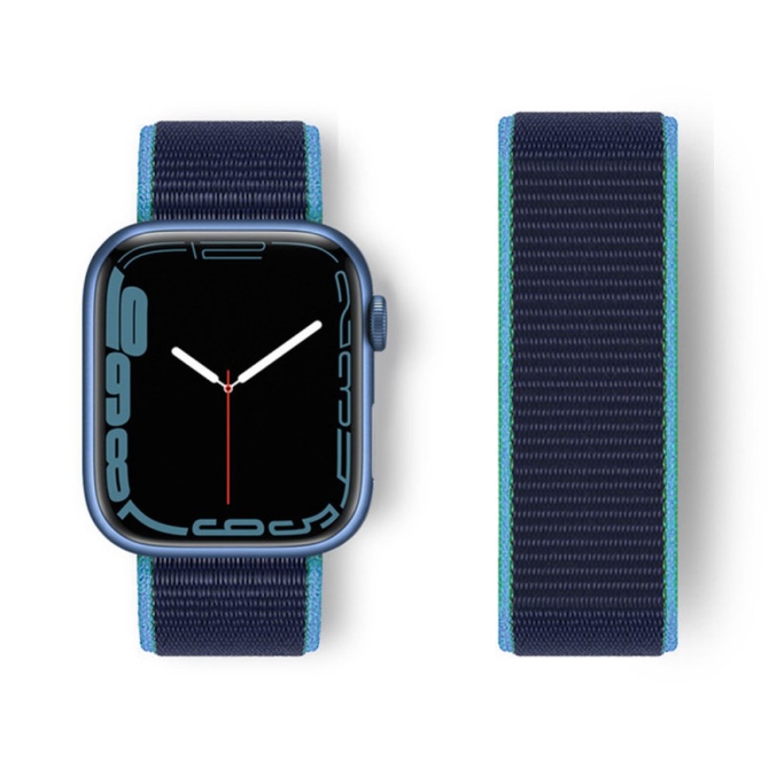  Apple Watch 38mm Hasırlı Cırtcırtlı Kordon - Mavi-Lacivert