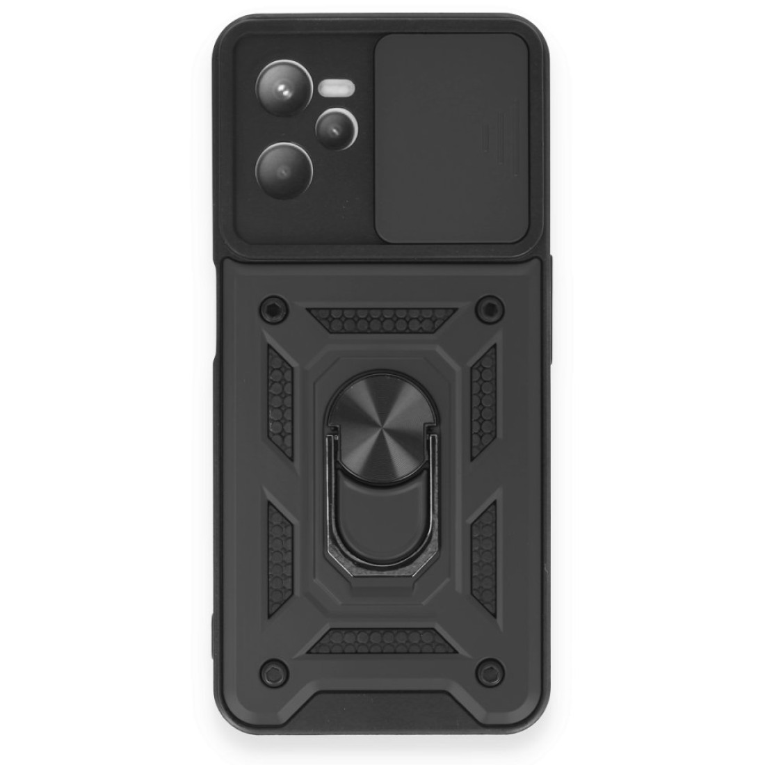  Realme C35 Kılıf Pars Lens Yüzüklü Silikon - Siyah