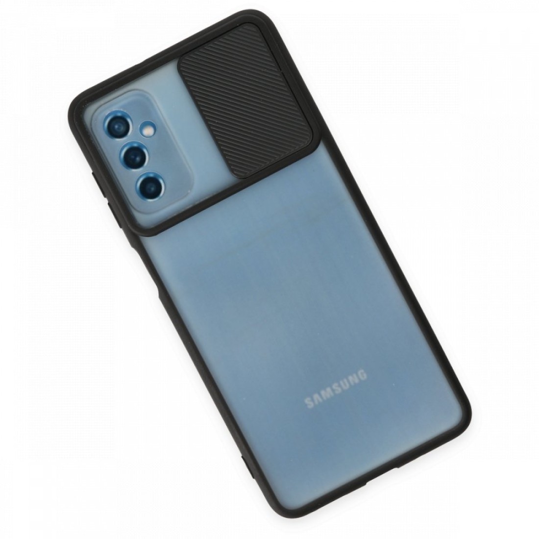  Samsung Galaxy M52 5G Kılıf Palm Buzlu Kamera Sürgülü Silikon - Siyah