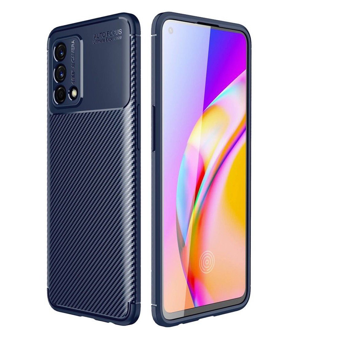  Oppo A74 4G Kılıf Auto Focus Karbon Kapak - Lacivert
