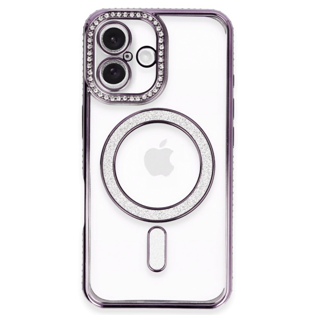  iPhone 16 Plus Kılıf Joke Simli Magneticsafe Kılıf - Derin Mor