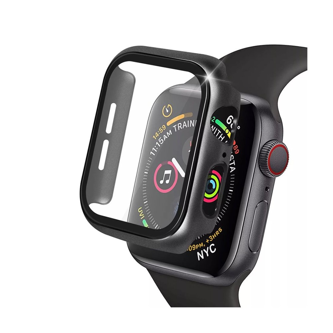  Apple Watch 38mm Camlı Kasa Ekran Koruyucu - Siyah