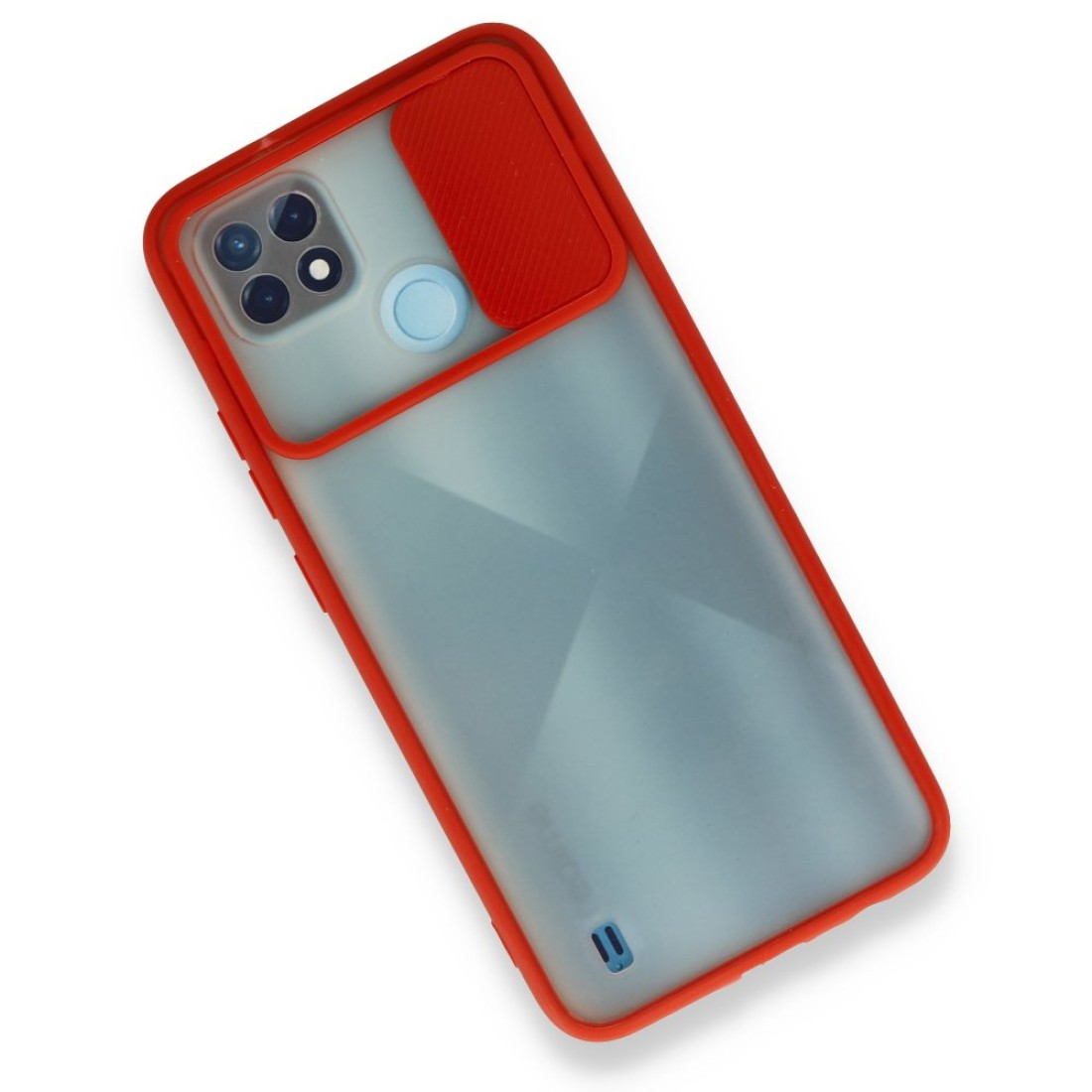  Realme C21 Kılıf Palm Buzlu Kamera Sürgülü Silikon - Kırmızı
