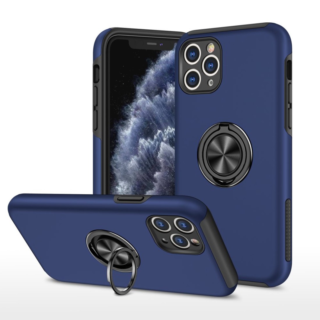  iPhone 11 Pro Kılıf Elit Yüzüklü Kapak - Lacivert
