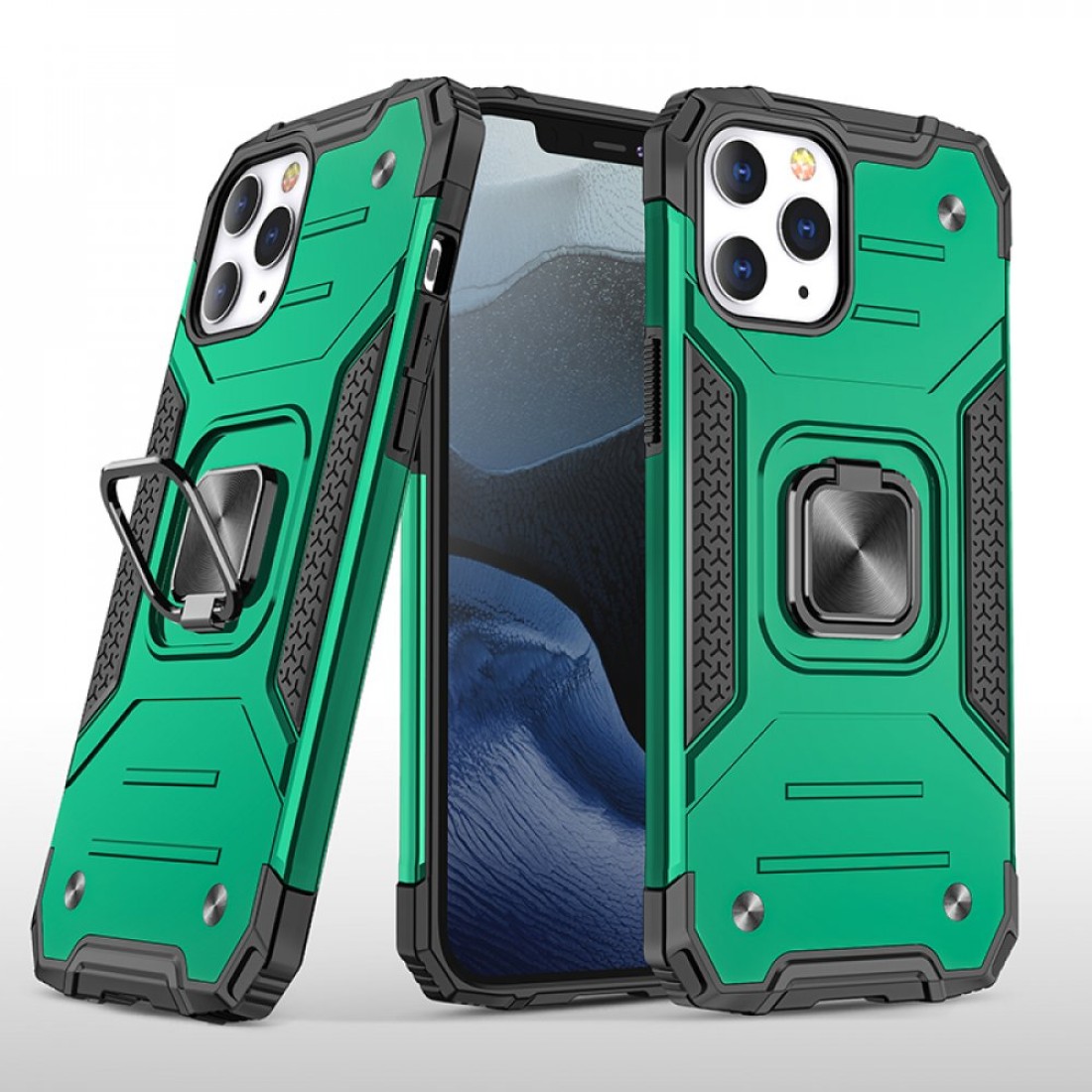  iPhone 13 Pro Max Kılıf Zegna Yüzüklü Silikon Kapak - Koyu Yeşil