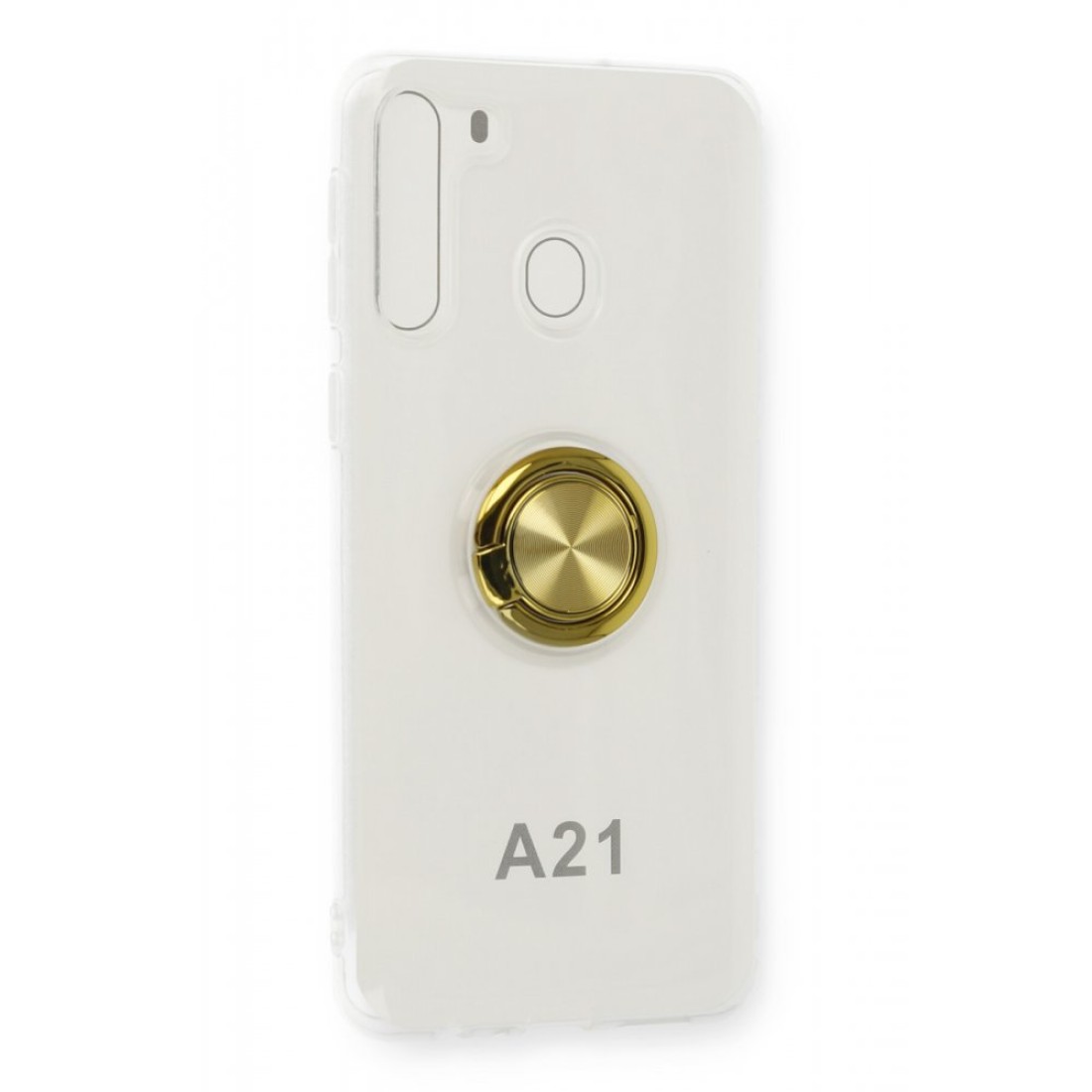  Samsung Galaxy A21 Kılıf Gros Yüzüklü Silikon - Gold