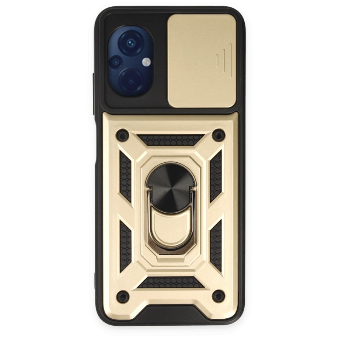  Xiaomi Poco M5 Kılıf Pars Lens Yüzüklü Silikon - Gold