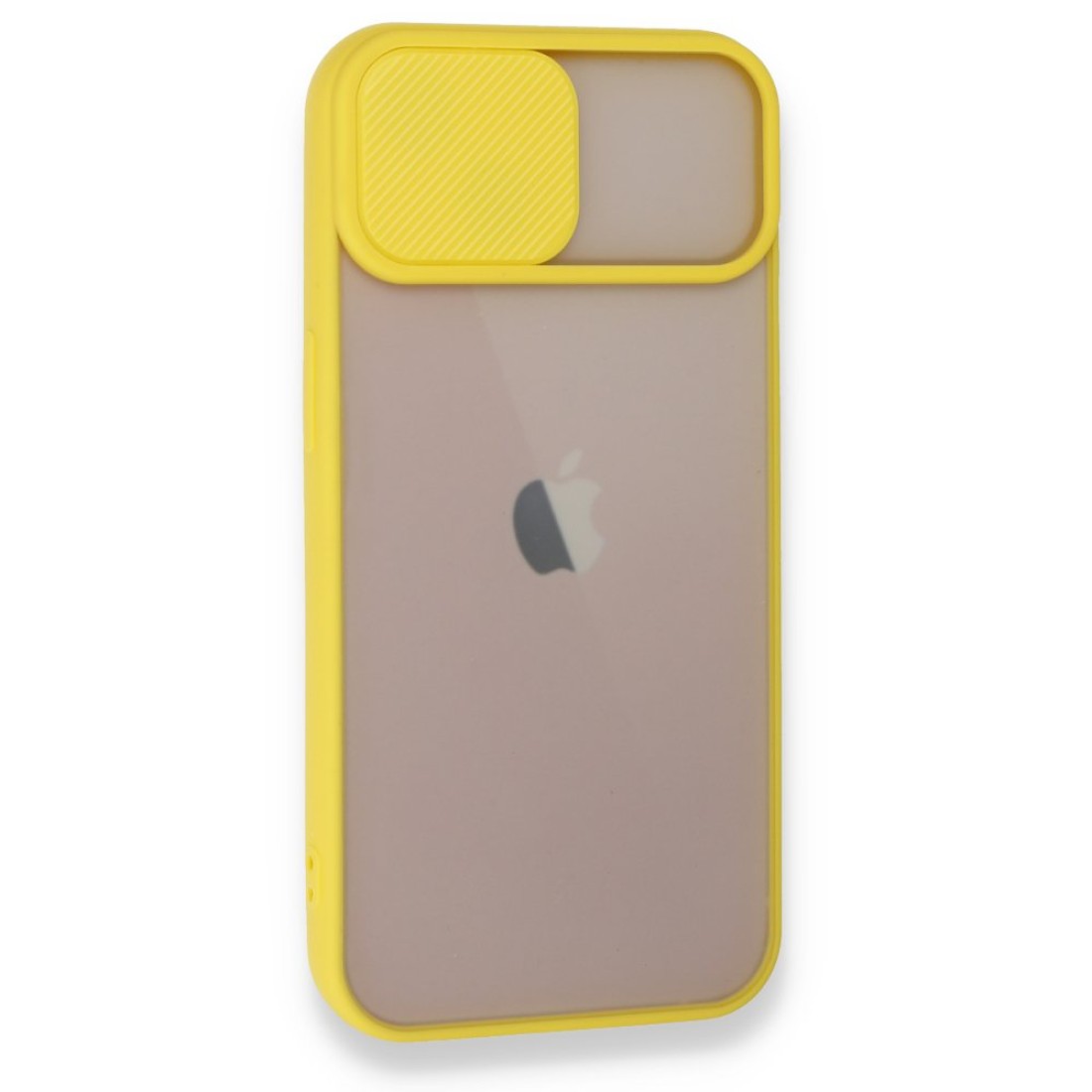  iPhone 13 Kılıf Palm Buzlu Kamera Sürgülü Silikon - Sarı