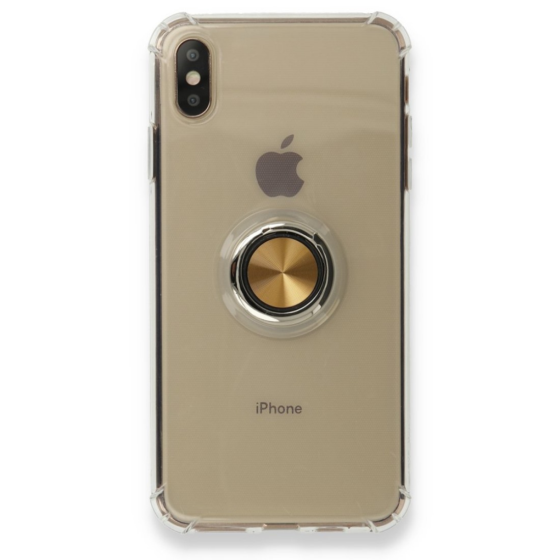  iPhone XS Max Kılıf Gros Yüzüklü Silikon - Gold