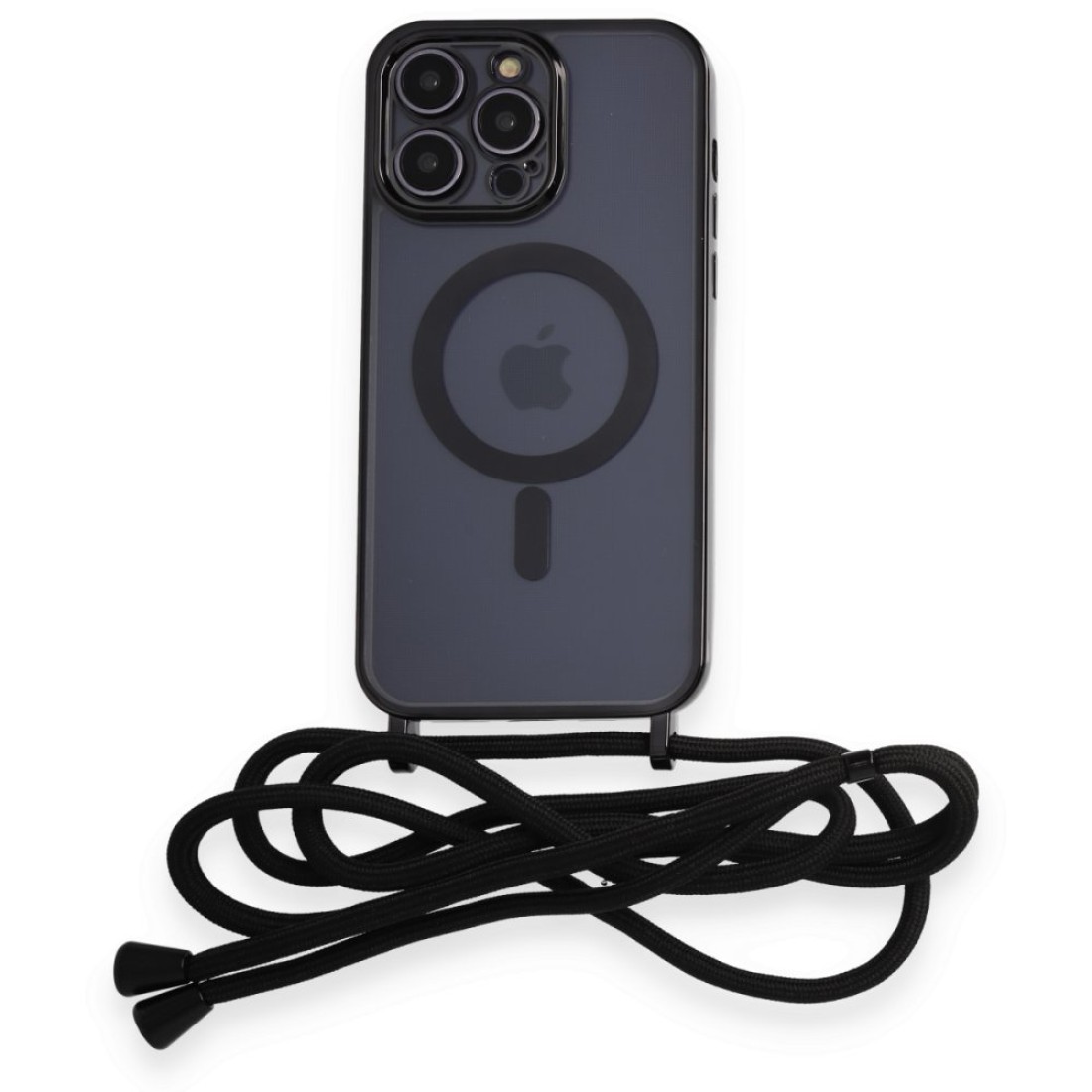  iPhone 14 Pro Kılıf Divo Lazer Askılı Magsafe Kapak - Siyah