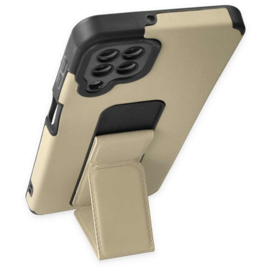  Samsung Galaxy M32 Kılıf Mega Standlı Silikon - Gold