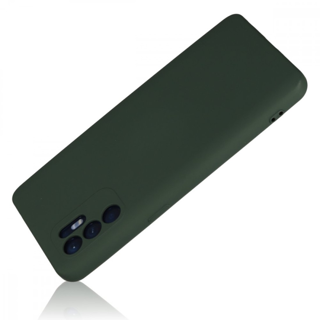  Oppo Reno 6 Kılıf Nano içi Kadife Silikon - Koyu Yeşil