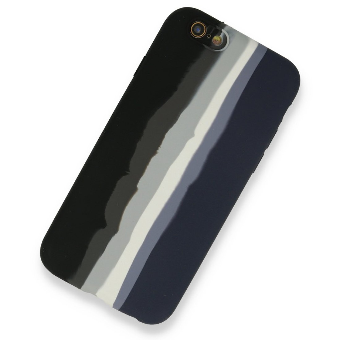  iPhone 6 Kılıf Ebruli Lansman Silikon - Siyah-Lacivert