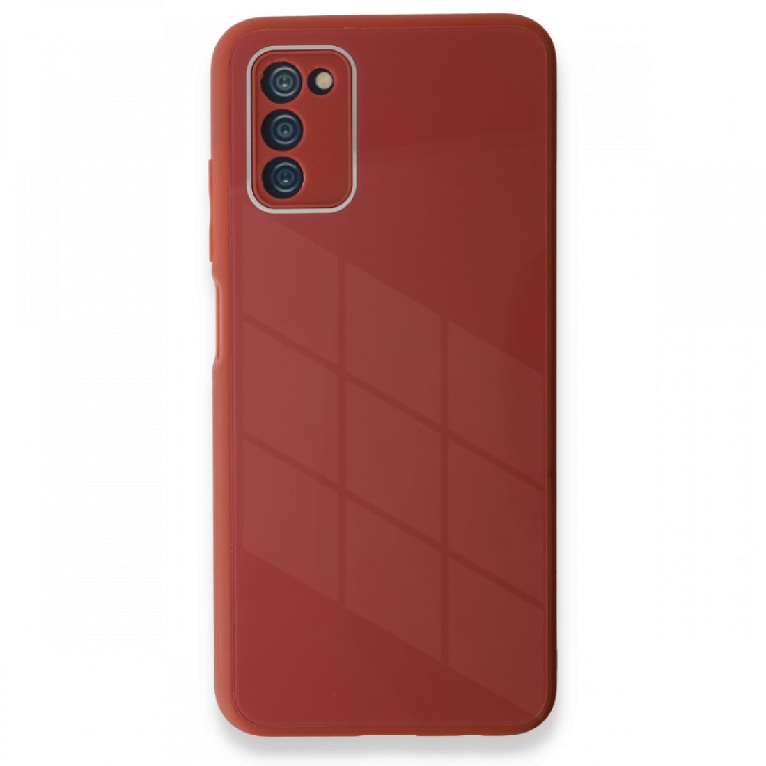  Samsung Galaxy A03S Kılıf Glass Kapak - Bordo
