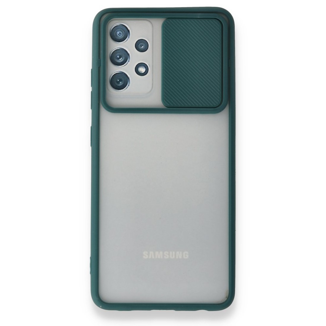  Samsung Galaxy A32 Kılıf Palm Buzlu Kamera Sürgülü Silikon - Yeşil