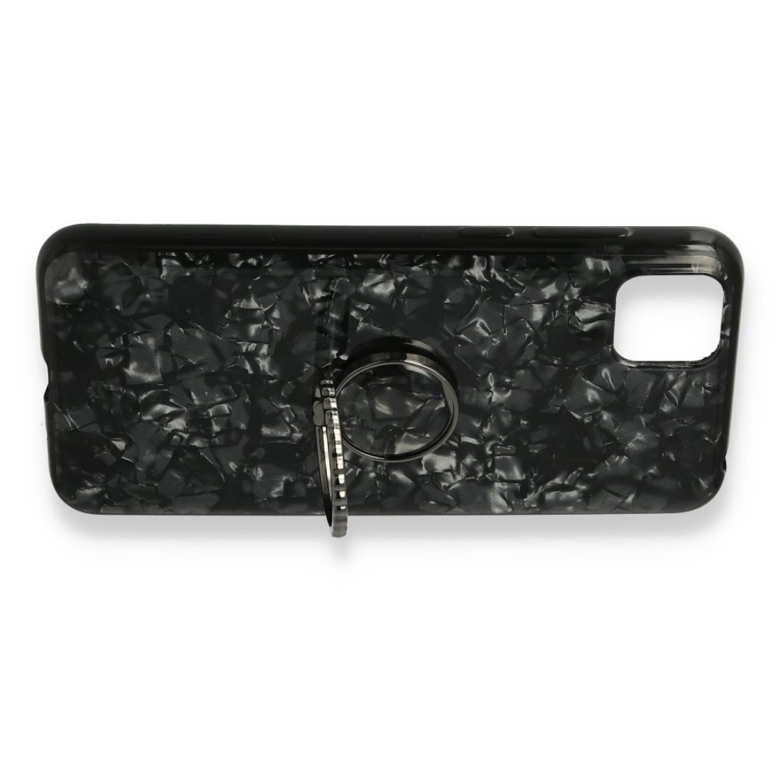  Huawei Y5P Kılıf Marble Yüzüklü Silikon - Siyah