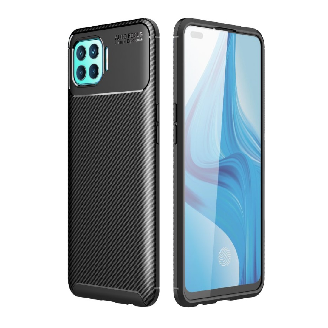  Oppo Reno 4 Lite Kılıf Auto Focus Karbon Kapak - Siyah