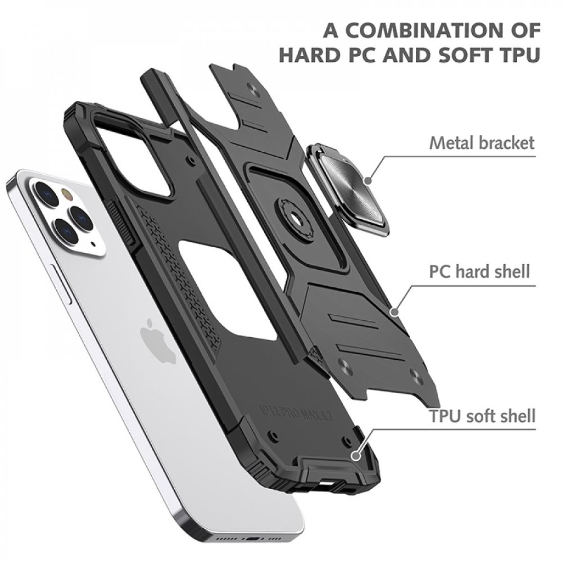  iPhone 13 Pro Max Kılıf Zegna Yüzüklü Silikon Kapak - Siyah