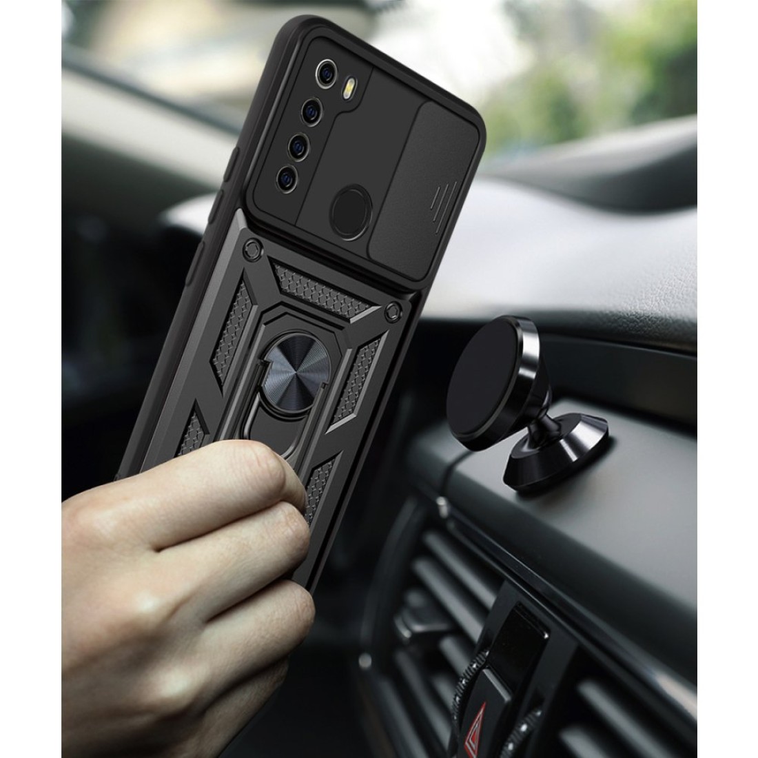  Xiaomi Redmi Note 8 Kılıf Pars Lens Yüzüklü Silikon - Gümüş