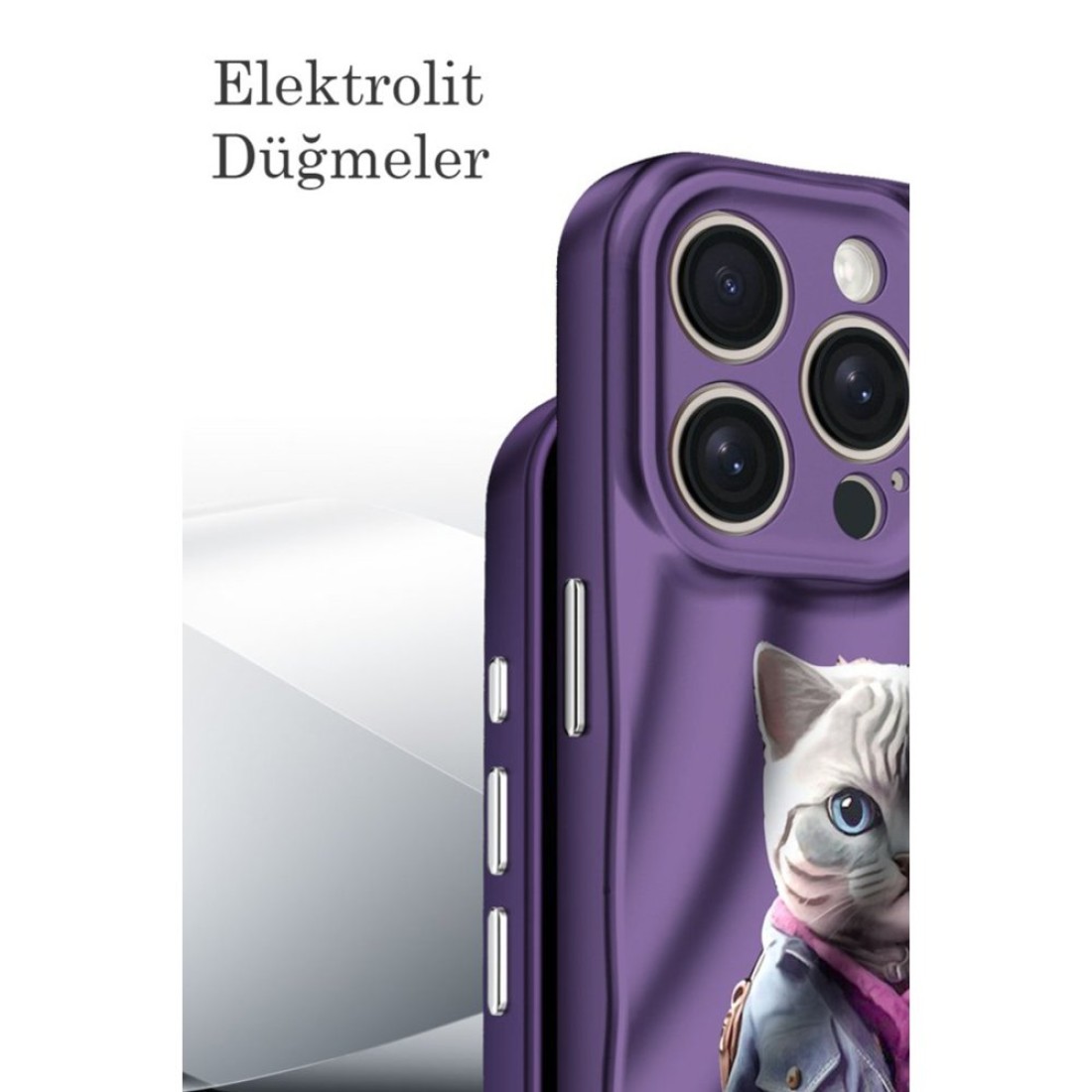  iPhone 15 Kılıf Crew Desenli Kapak - Kedi