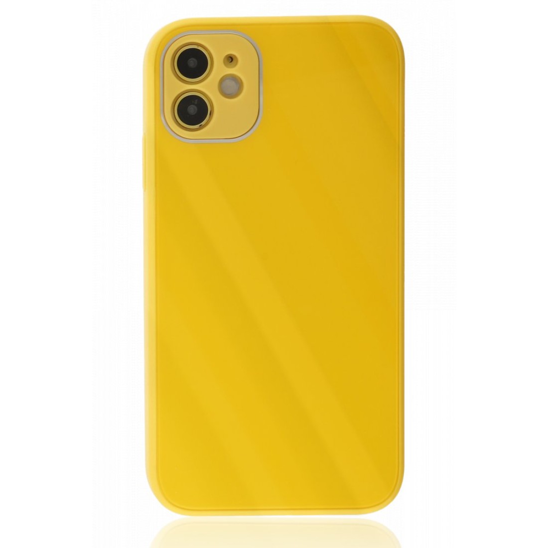  iPhone 12 Kılıf Glass Kapak - Sarı