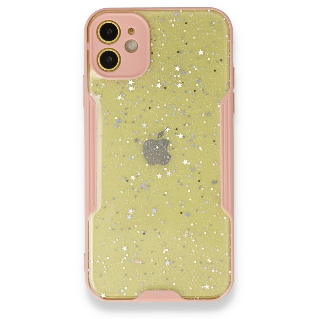  iPhone 12 Kılıf Platin Simli Silikon - Pembe