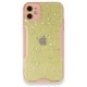 iPhone 12 Kılıf Platin Simli Silikon - Pembe iPhone 12 Kılıf Platin Simli Silikon - Pembe